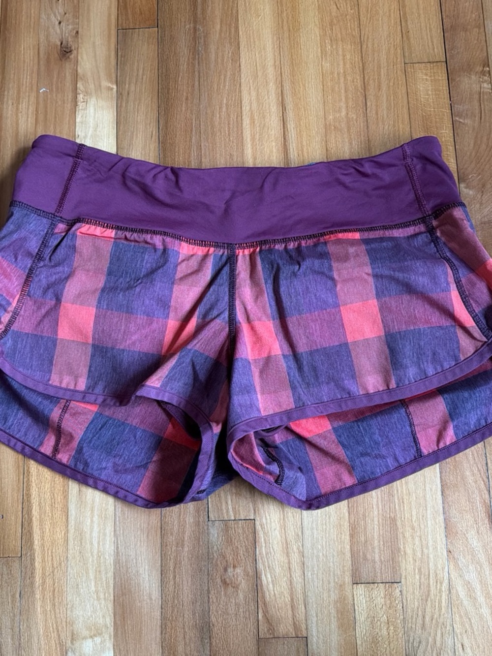 lululemon athletica Purple and Pink Plaid Athletic Shorts